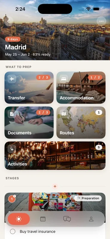 PlanToTrip — Madrid trip overview